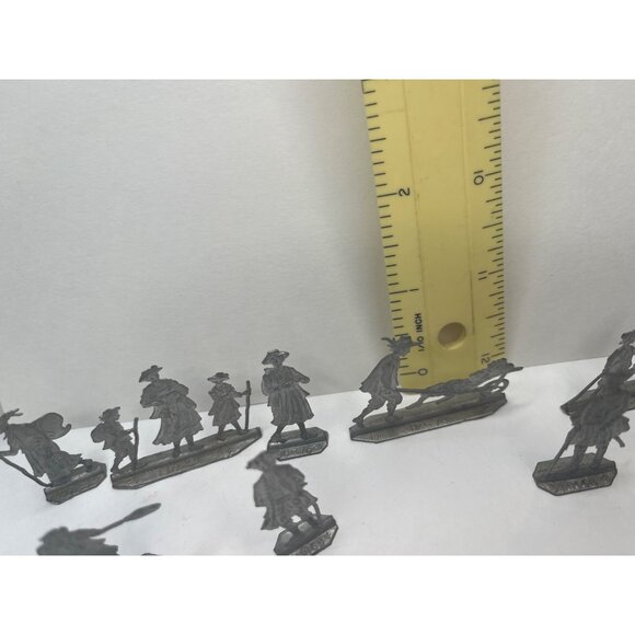 Set Of 10 Vintage Pewter Miniature Figurines With Colonial Theme 61d - Picture 10 of 11
